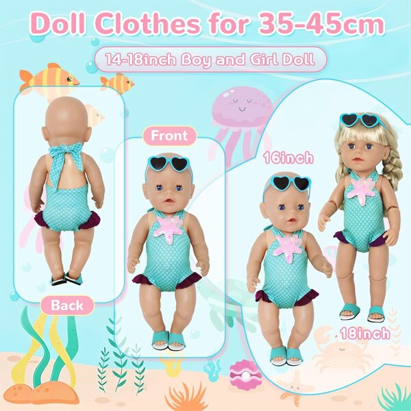 Grüne Kleidung für Puppen von 35,5 bis 45,7 cm – Exklusive Carreuty-Mode