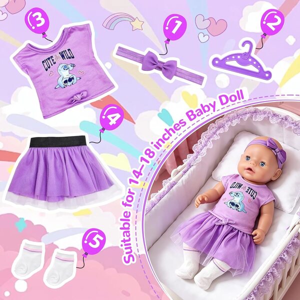 Lila Kleidung für Puppen 35,5–45,7 cm – perfekte Kleidung von Carreuty