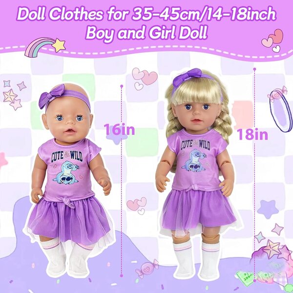 Lila Kleidung für Puppen 35,5–45,7 cm – perfekte Kleidung von Carreuty