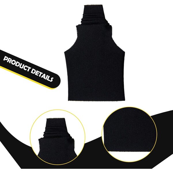 Ärmelloses Miniatur-Rollkragen-T-Shirt für 6-Zoll-Puppen, schwarz, weicher Stoff
