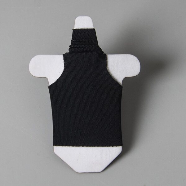 Ärmelloses Miniatur-Rollkragen-T-Shirt für 6-Zoll-Puppen, schwarz, weicher Stoff