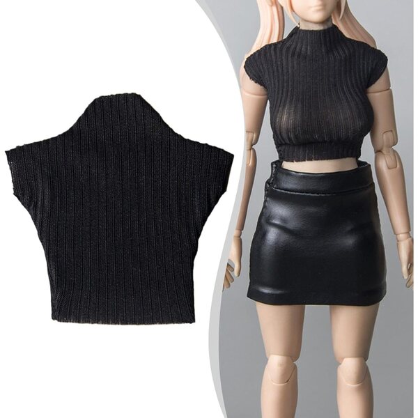 1/12 Miniatur-Tanktop mit Stehkragen für weibliche Actionfiguren, 6 Zoll, strapazierfähiger Stoff