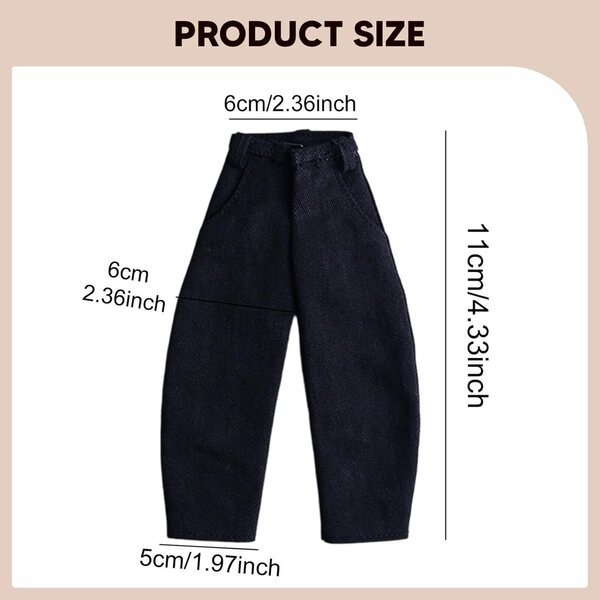 Jeans für Actionfiguren 1/12 Herrenhose aus schwarzem Qualitätsstoff