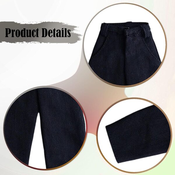 Jeans für Actionfiguren 1/12 Herrenhose aus schwarzem Qualitätsstoff
