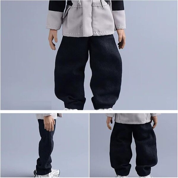 Jeans für Actionfiguren 1/12 Herrenhose aus schwarzem Qualitätsstoff