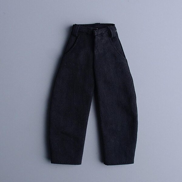 Jeans für Actionfiguren 1/12 Herrenhose aus schwarzem Qualitätsstoff