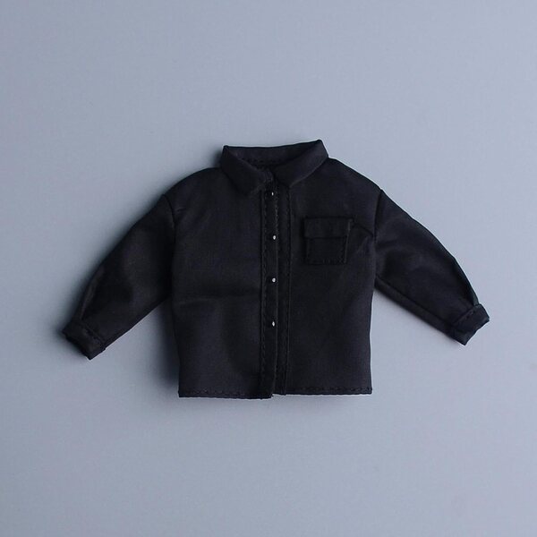 Camicia Miniatura Nera per Bambola 1/12 - Costume Casual per Action Figure Maschile 6 pollici