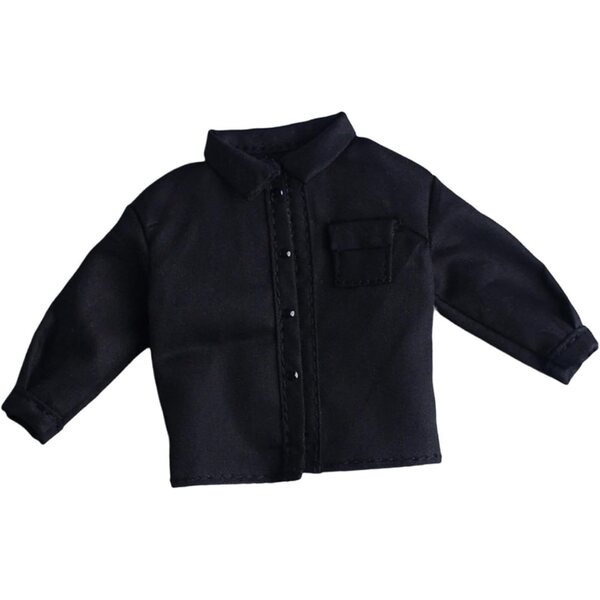 Camicia Miniatura Nera per Bambola 1/12 - Costume Casual per Action Figure Maschile 6 pollici
