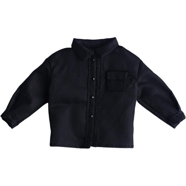 Camicia Miniatura Nera per Bambola 1/12 - Costume Casual per Action Figure Maschile 6 pollici