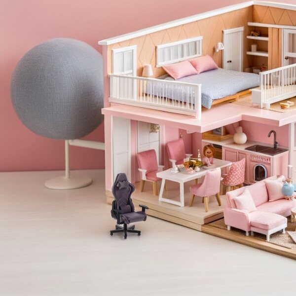 TOYANDONA Miniatur-Gaming-Schreibtisch- und Stuhl-Set im Maßstab 1:12, realistisch und langlebig