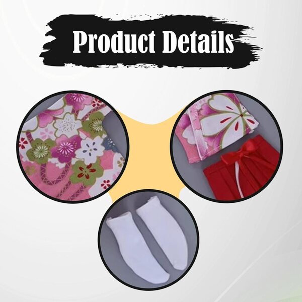 Abbigliamento per Figure Femminili 1/6 Kimono Tradizionale Top e Gonna Moda