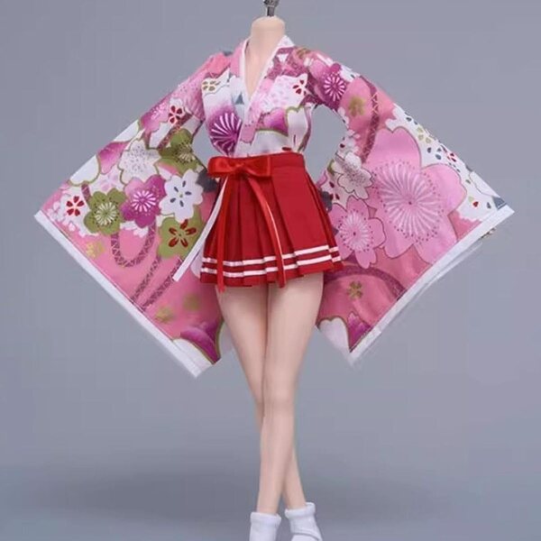 Abbigliamento per Figure Femminili 1/6 Kimono Tradizionale Top e Gonna Moda