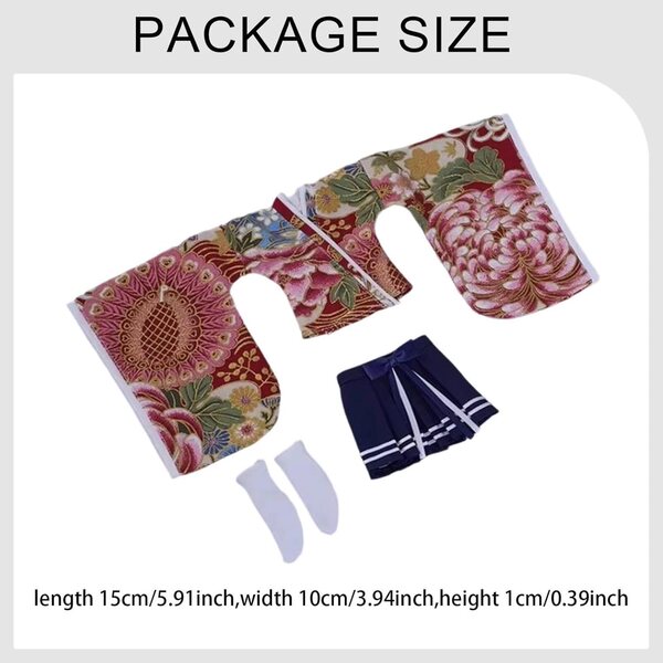 Abbigliamento Kimono 1/6 per Figure Femminili 12 Pollici - Set Top, Gonna e Calzini