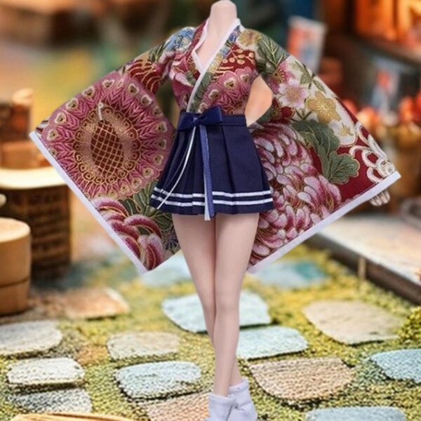 Abbigliamento Kimono 1/6 per Figure Femminili 12 Pollici - Set Top, Gonna e Calzini