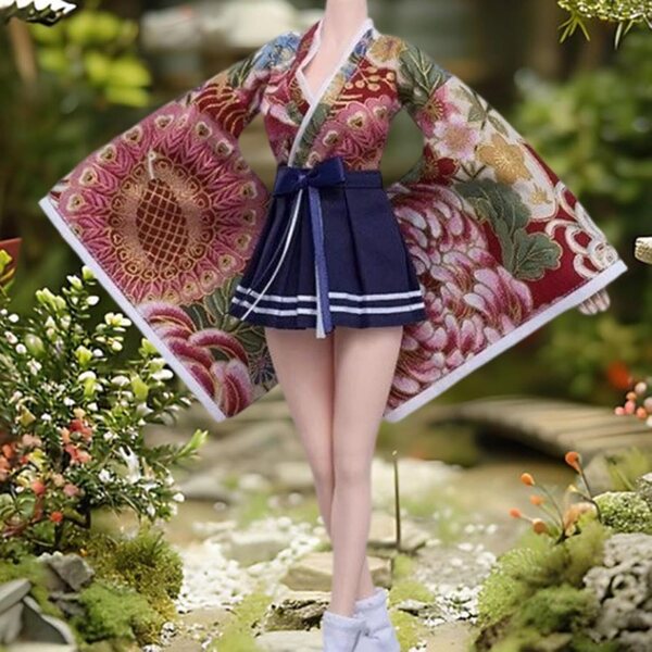 Abbigliamento Kimono 1/6 per Figure Femminili 12 Pollici - Set Top, Gonna e Calzini