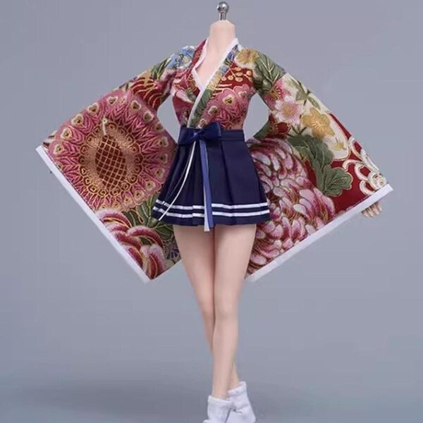Abbigliamento Kimono 1/6 per Figure Femminili 12 Pollici - Set Top, Gonna e Calzini