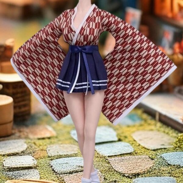 Abbigliamento Kimono per Action Figure Femminili 1/6 - Set Top, Gonna e Calzini