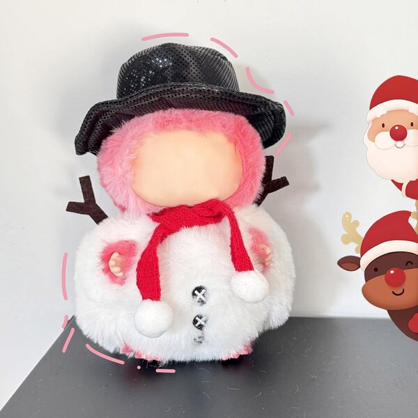 Costume Natalizio Pupazzo di Neve per Bambole Anime 15 cm in Morbido Poliestere