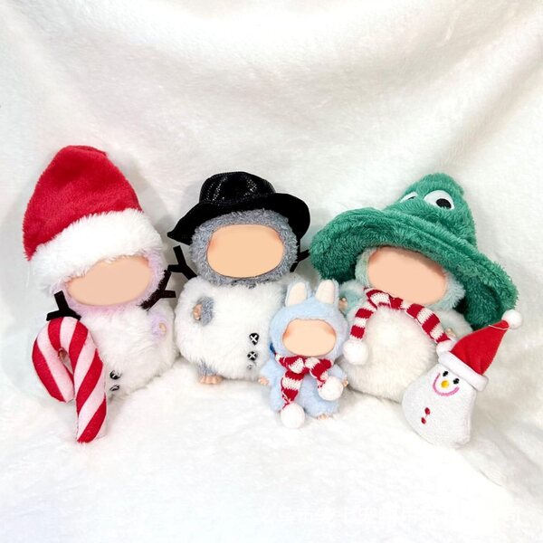 Costume Natalizio Pupazzo di Neve per Bambole Anime 15 cm in Morbido Poliestere