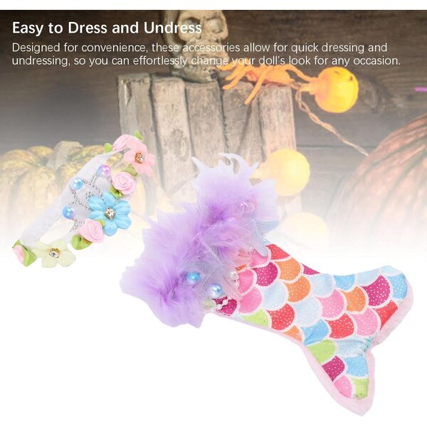 Kleidungsset für 17-cm-Puppen mit Fischschwanzkleid und elegantem Kopfschmuck Baxnore