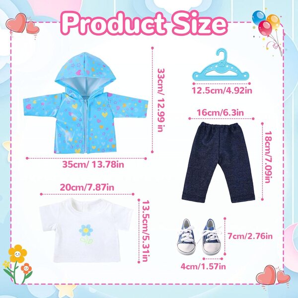 Kleidung für 35–45 cm große Orizzhic-Puppen, modische Kleidung für Qualitätspuppen