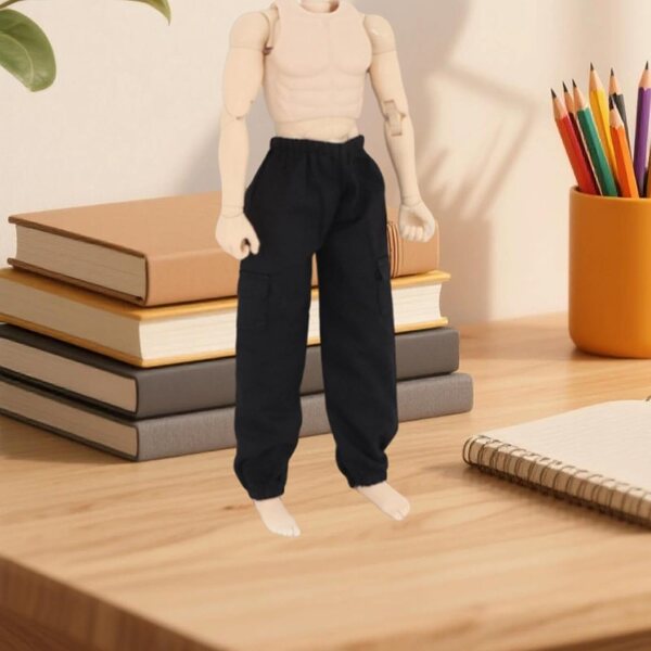 Pantaloni Cargo Miniatura Oversize per Action Figure Maschili 1:6 Nero TAIZhiChen