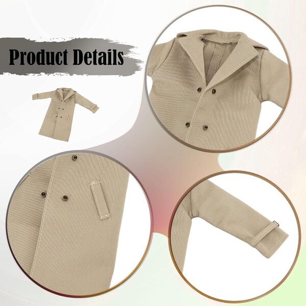 1/6 Stoff-Trenchcoat für 12 Zoll Fiocias Khaki Actionfigur