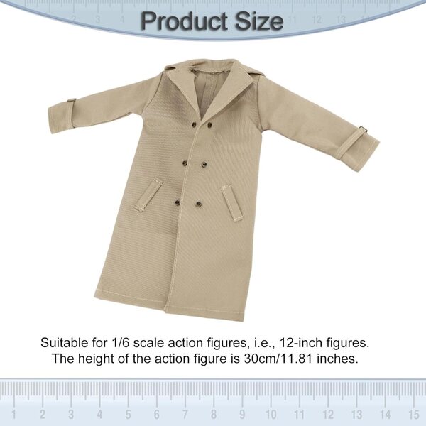 1/6 Stoff-Trenchcoat für 12 Zoll Fiocias Khaki Actionfigur