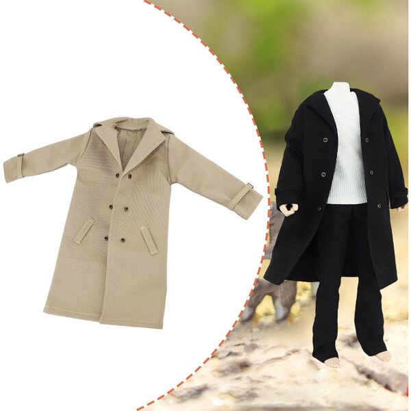 1/6 Stoff-Trenchcoat für 12 Zoll Fiocias Khaki Actionfigur