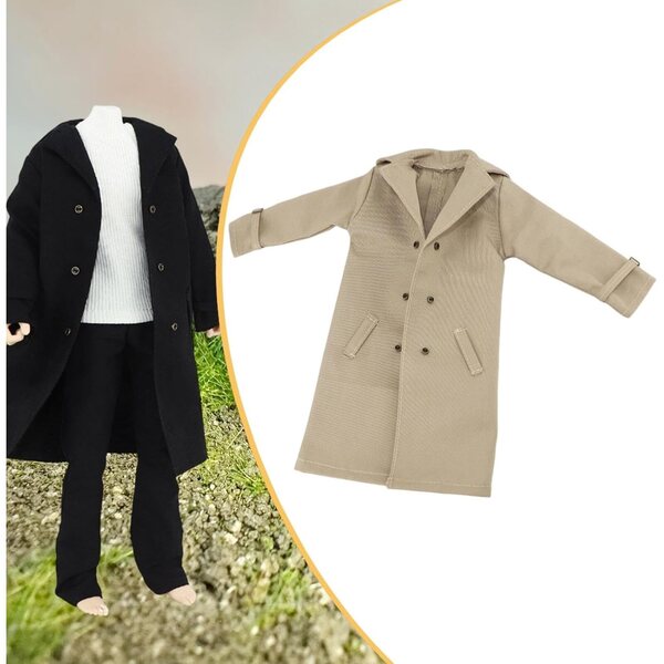1/6 Stoff-Trenchcoat für 12 Zoll Fiocias Khaki Actionfigur