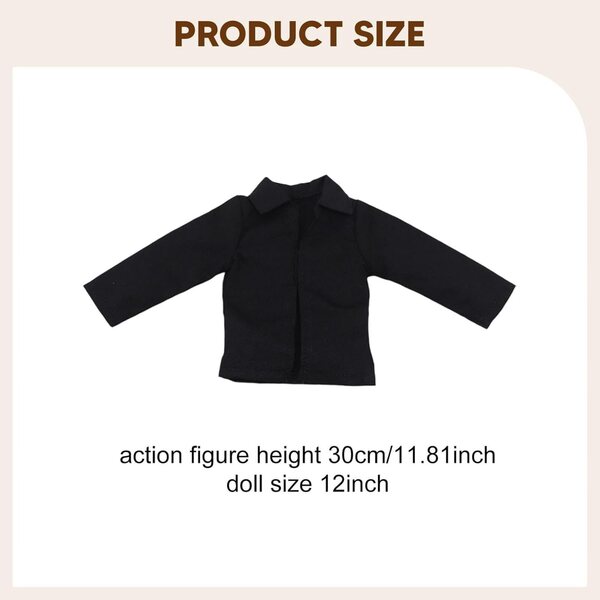 Vestiti miniatura TTETTZ 1/6 per action figure maschili 12 pollici, camicia oversize nera