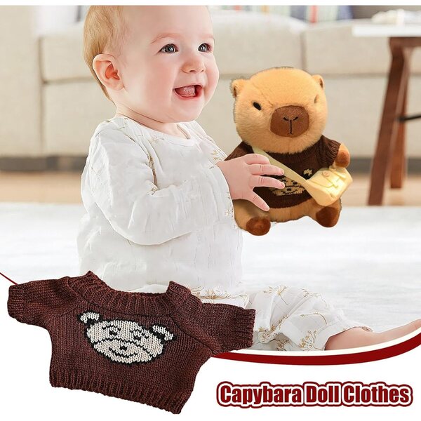 Vestiti in peluche per bambole capibara 20-25 cm, outfit morbido e versatile