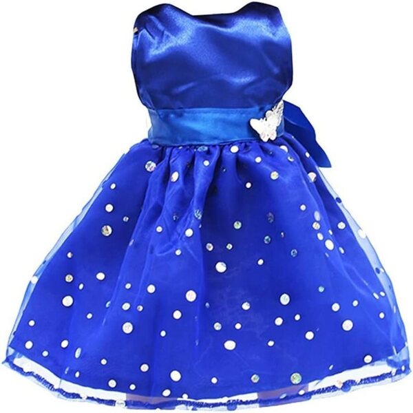 Elegantes Partykleid mit Pailletten für 18-Zoll-Puppen in Blau