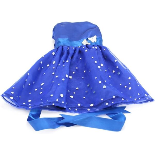 Elegantes Partykleid mit Pailletten für 18-Zoll-Puppen in Blau