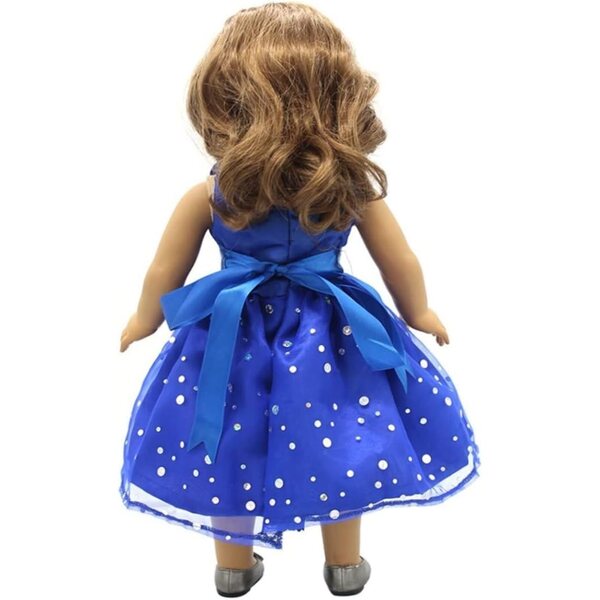 Elegantes Partykleid mit Pailletten für 18-Zoll-Puppen in Blau