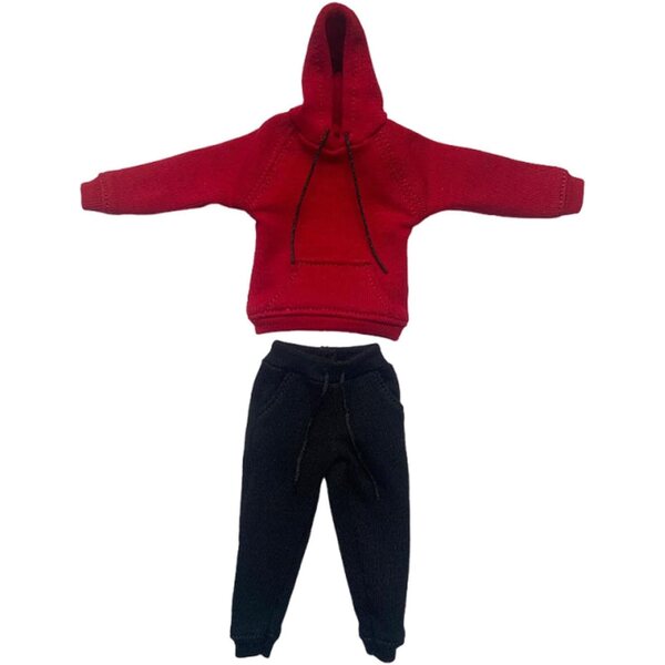 Kleidung für Actionfigur 1/12 – rot-schwarzer Trainingsanzug, Sweatshirt und Hose