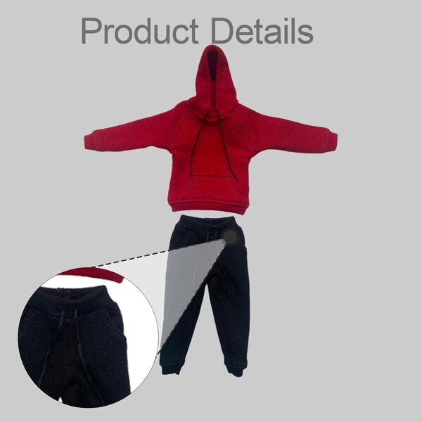 Kleidung für Actionfigur 1/12 – rot-schwarzer Trainingsanzug, Sweatshirt und Hose