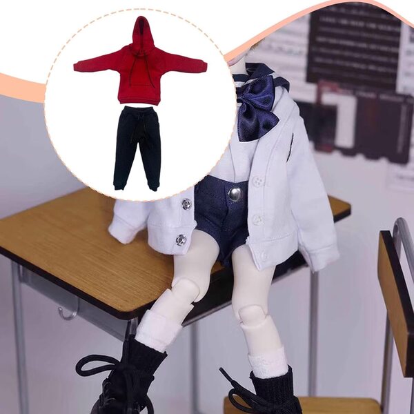 Kleidung für Actionfigur 1/12 – rot-schwarzer Trainingsanzug, Sweatshirt und Hose