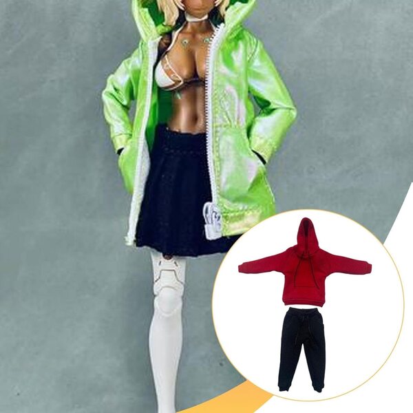 Kleidung für Actionfigur 1/12 – rot-schwarzer Trainingsanzug, Sweatshirt und Hose