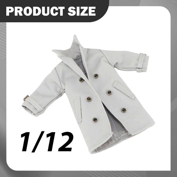 1/12 Stoff-Trenchcoat für Actionfigur 6" männliches Minipuppenmodell Grau