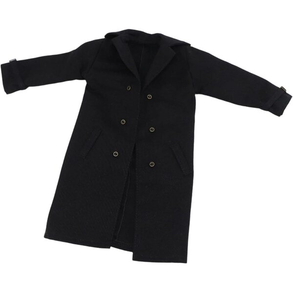 Stoff-Trenchcoat für 1/6 12" Actionfigur – schwarzer Folpus-Mantel