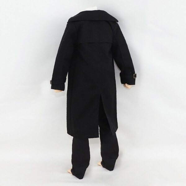 Stoff-Trenchcoat für 1/6 12" Actionfigur – schwarzer Folpus-Mantel