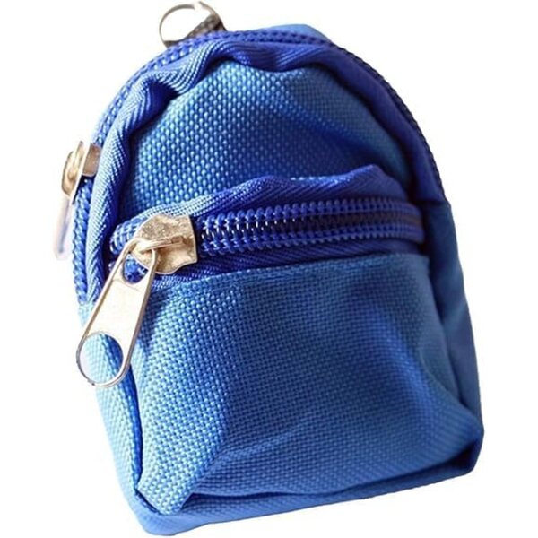 Mini zaino blu per bambole, accessorio scolastico per casa delle bambole e scene gioco