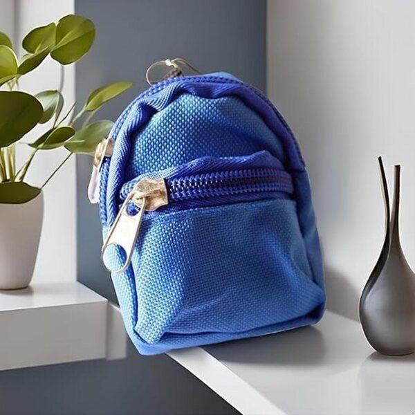 Mini zaino blu per bambole, accessorio scolastico per casa delle bambole e scene gioco
