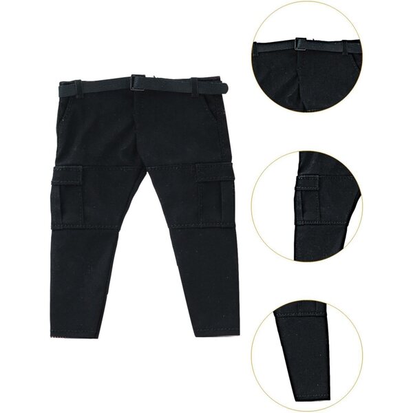 Oshhni Pantaloni Cargo da Soldato Maschio 1/10 1/12 per Action Figure - Nero