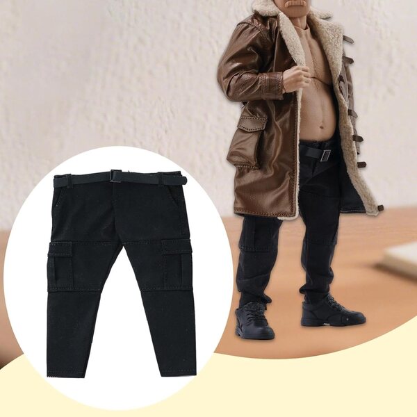 Oshhni Pantaloni Cargo da Soldato Maschio 1/10 1/12 per Action Figure - Nero