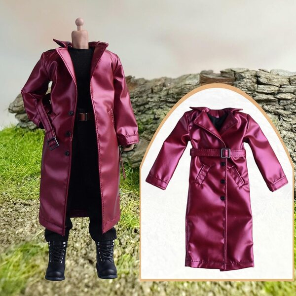 Cappotto Lungo Miniatura 1/12 Viola per Bambole e Action Figure 6 Pollici