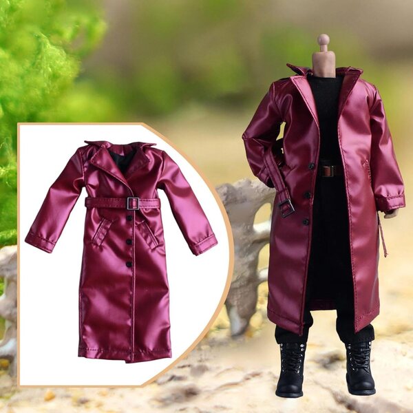 Cappotto Lungo Miniatura 1/12 Viola per Bambole e Action Figure 6 Pollici