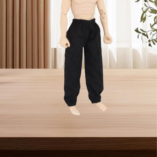 Schwarze Cargohose im Maßstab 1:6 für männliche 12-Zoll-Puppen – Freizeitoutfit LeeQinersw