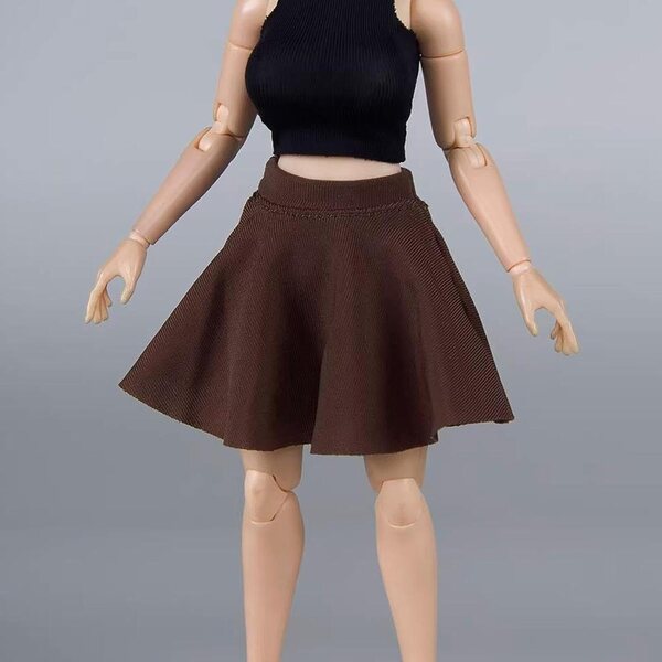 Minirock aus Stretchstoff für weibliche Actionfiguren im Maßstab 1:12 – Braun